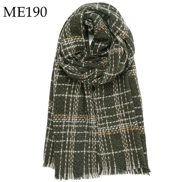 Adorro - Wholesale Scarf - Women's - Soft Chunky Knit Plaid Scarf (10 colors) 3