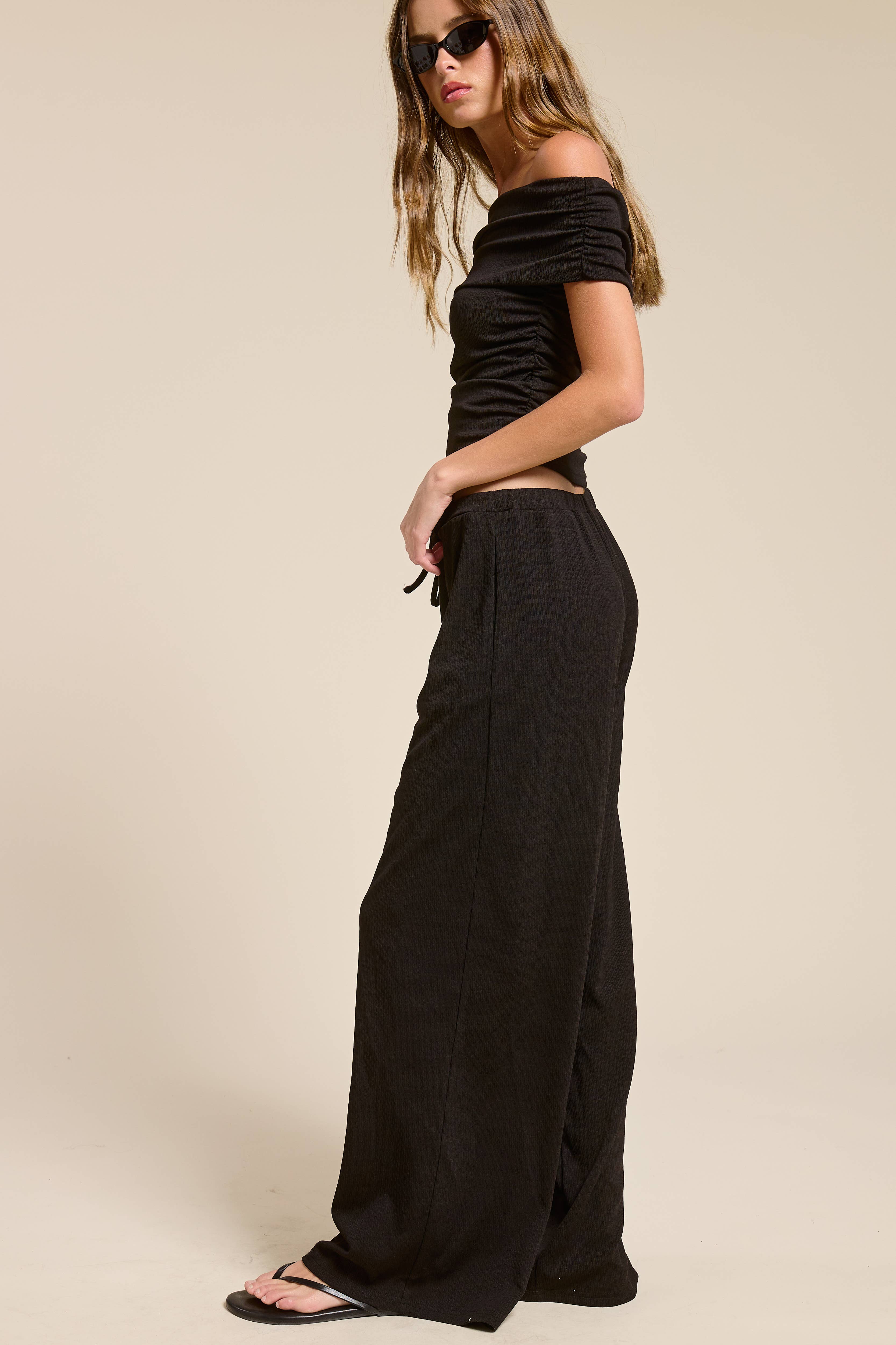 Mimosa - Wholesale Top & Pant Set (NOT Loungewear) - Women's - Off Shoulder Pants Set with Ruched Top6