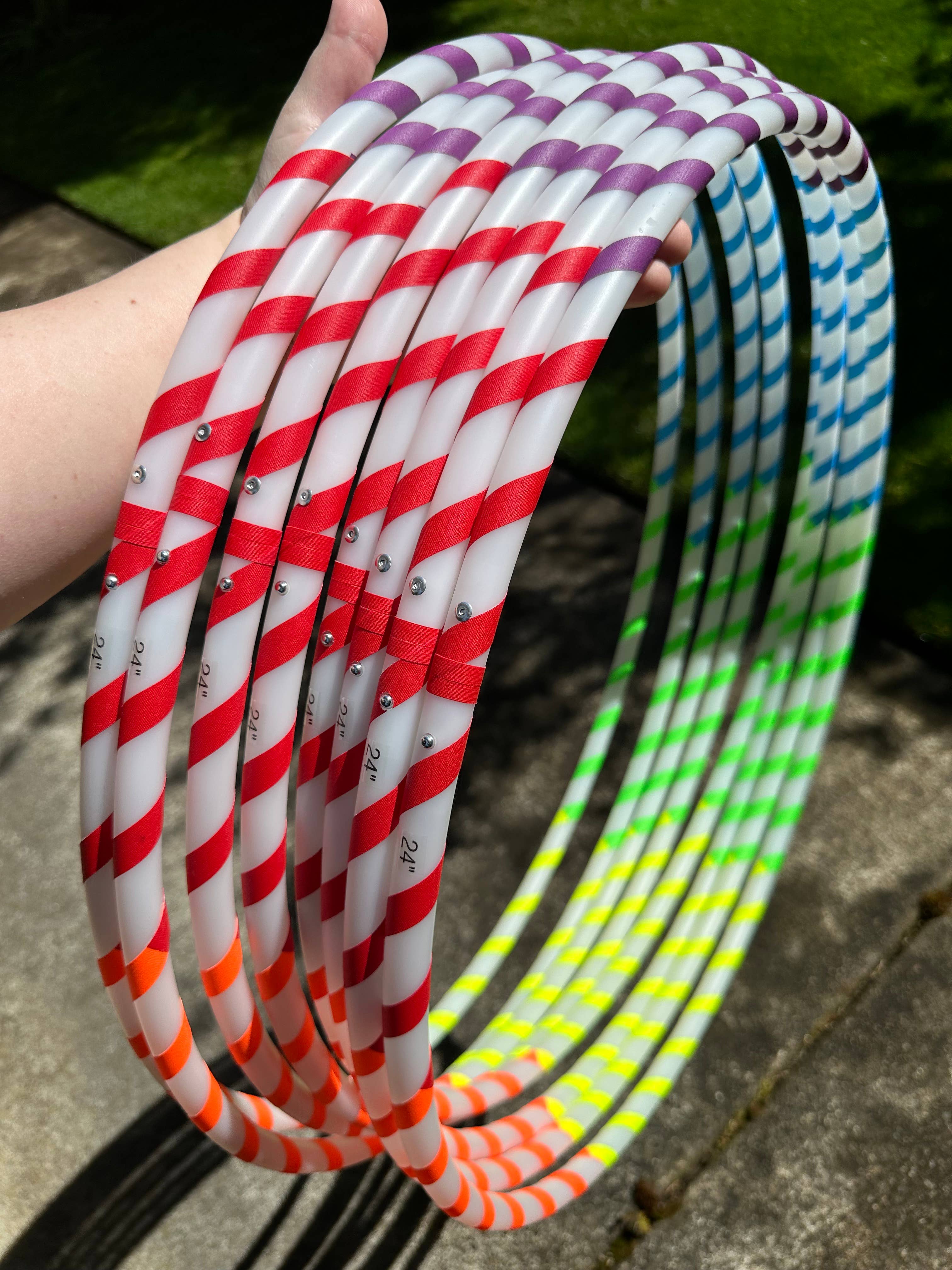 FestivalTreasures - Wholesale Sporting Accessories - Rainbow Grip Tape Beginner Hoops - w/ grippy gaffer tape1
