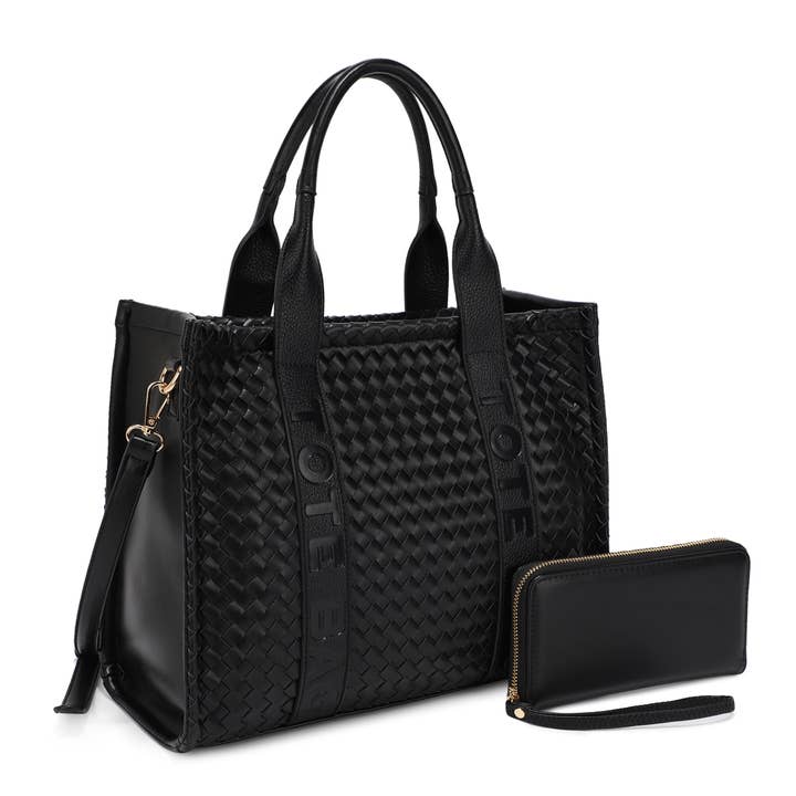 KAYLA+AVA - Wholesale Tote Bag - Women's - FLAMENCO WOVEN TOTE BAG WITH WALLET