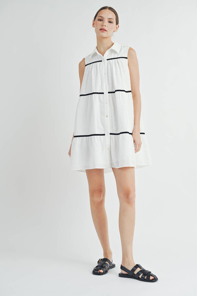 AIBLEE - Venta al por mayor Vestido - Mujer - Vestido mini de vuelo abotonado - Sin mangas33