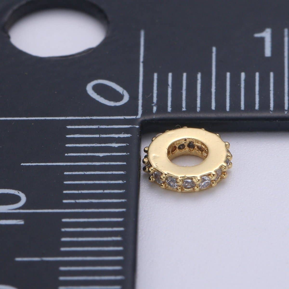 Aim Eternal - Wholesale Individual Charm/Pendant - 6MM 14K Gold Filled CZ Micro Pave Round Wheel Spacer Beads, Cubic Zirconia Rondelle Spacer Bead for Bracelet Necklace B-6933