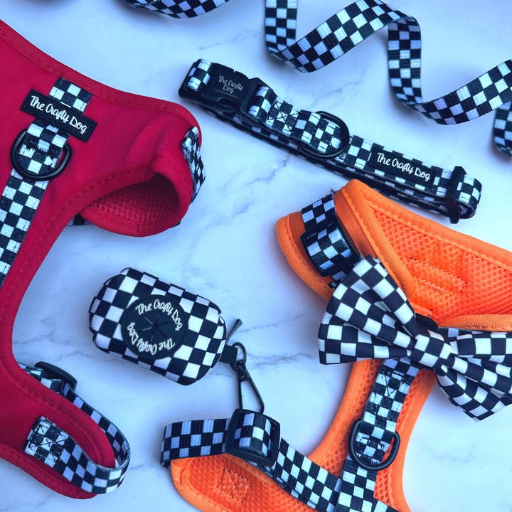 The Crafty Dog Co - Venta al por mayor Arnés - Perros - Arnés McLaren - Pata a cuadros naranja McLaren Mula 1 F1