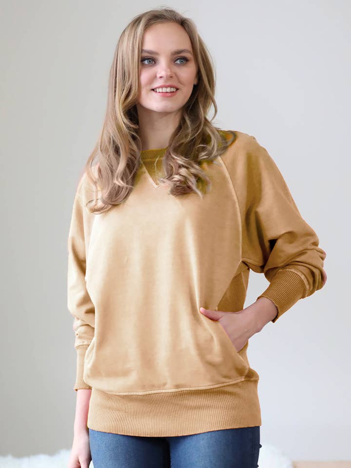42POPS - Wholesale Sweatshirt - Women's - `.Washed French Terry Pullover With Side Pockets14