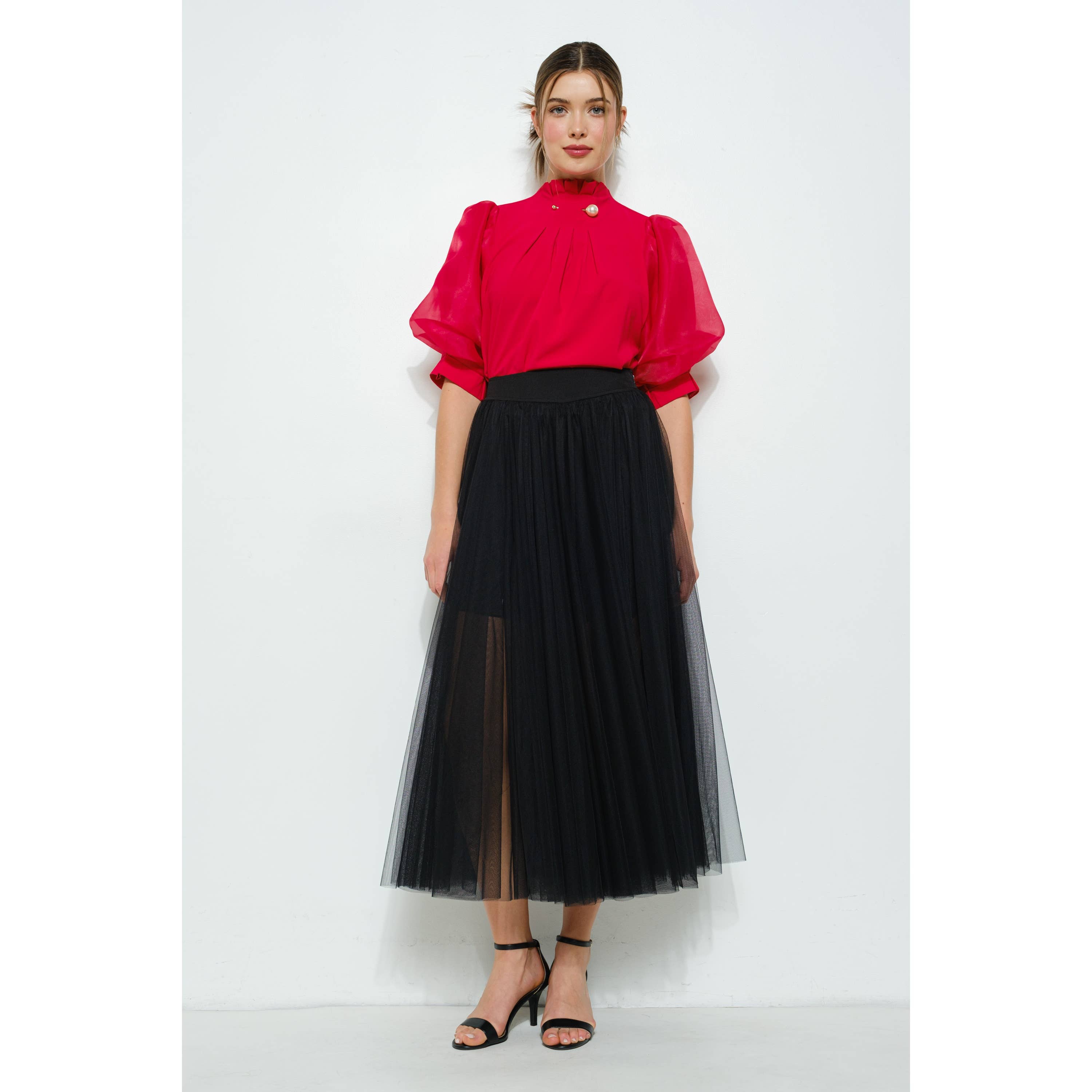 INA - Vendita all'ingrosso Gonna - Donna - Gonna a strati in tulle a vita alta a trapezio trasparente15