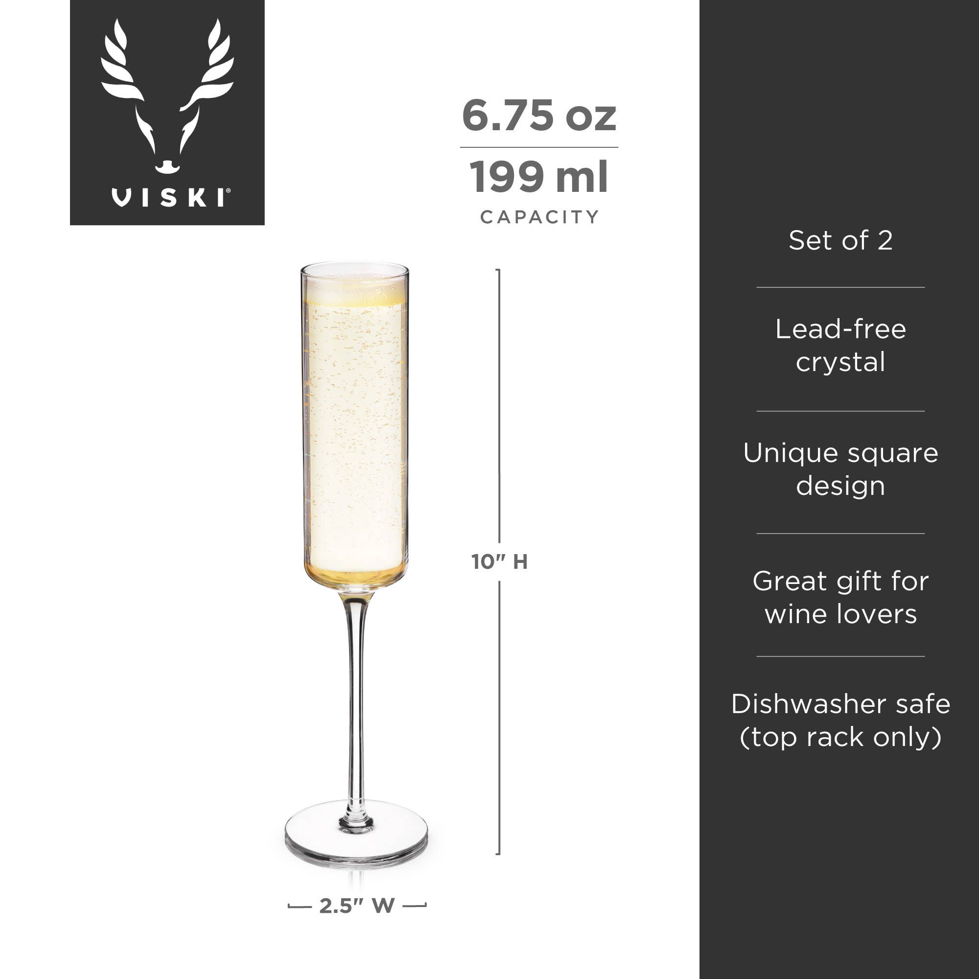 Viski - Wholesale Champagne Flute - Laurel Crystal Champagne Flutes Set of 26