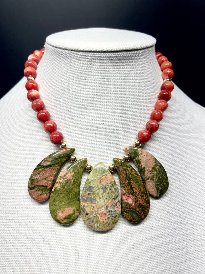 Unakite & geverfd kwartsiet ketting in 14k goud gevuld! voor wholesale door Diana Wingert Jewelry
