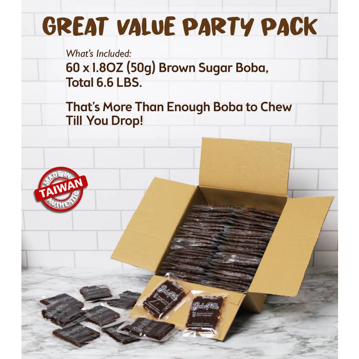 Boba Fide - Wholesale DIY Drink Kit - Instant Brown Sugar Boba Tapioca Pearls (Bulk/60 Packs)