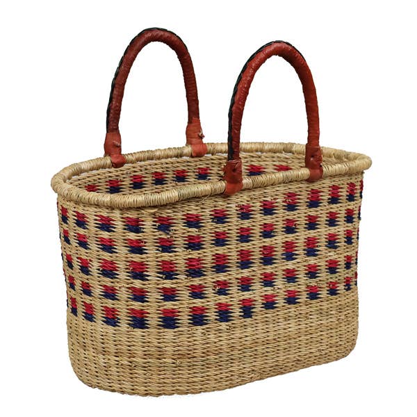 African Market Baskets - Wholesale Basket - G-140: Large Oval Basket = 4 Per Case