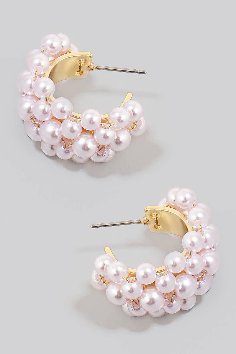 GD Cluster Pearl Studded Hoop Earrings for wholesale on Faire