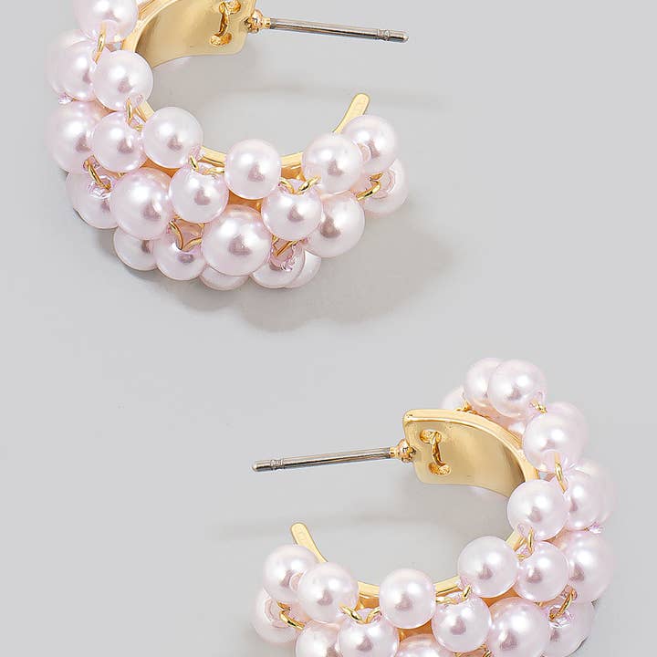 GD Cluster Pearl Studded Hoop Earrings for wholesale on Faire0
