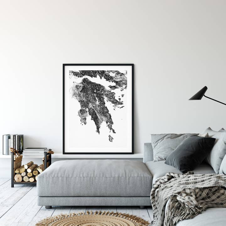 Greece Topography Map - Poster Print, Canvas, Digital Art for wholesale by Nativah Chaya