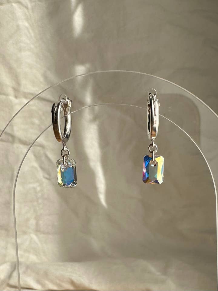 Aurora Borealis Huggie Hoops for wholesale by Clover House