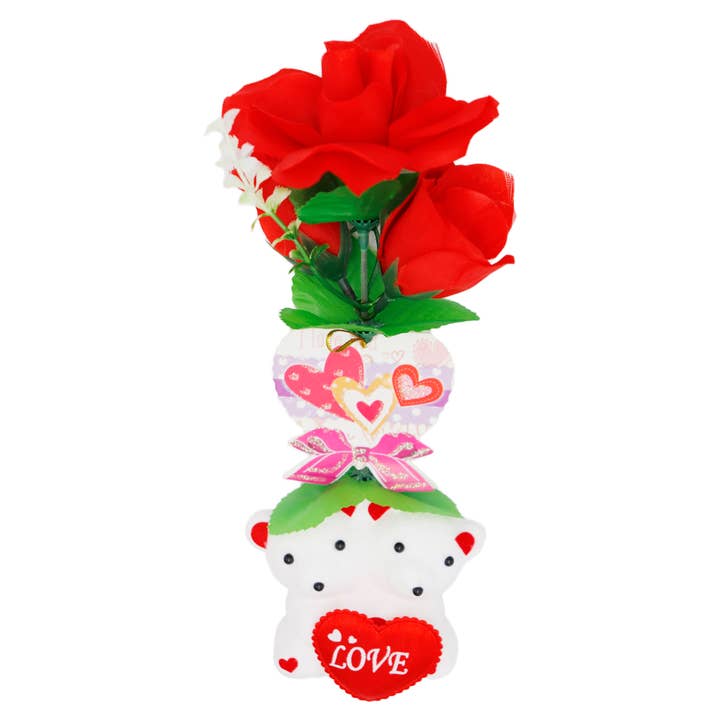 Cap Zone - Wholesale Decorative tabletop object - I Love You Artificial Rose Bouquet Gift Box - 10 Inch1