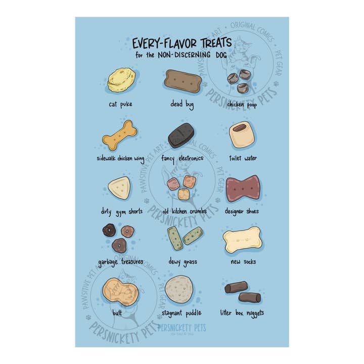 Every-Flavor Dog Treats Art Print (11” x 17”) for wholesale by Persnickety Pets