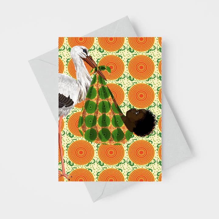 Carte de vœux de maternité noire Baby, Oh Baby, 4,25 x 5,5 pouces pour la vente par Holland House Press