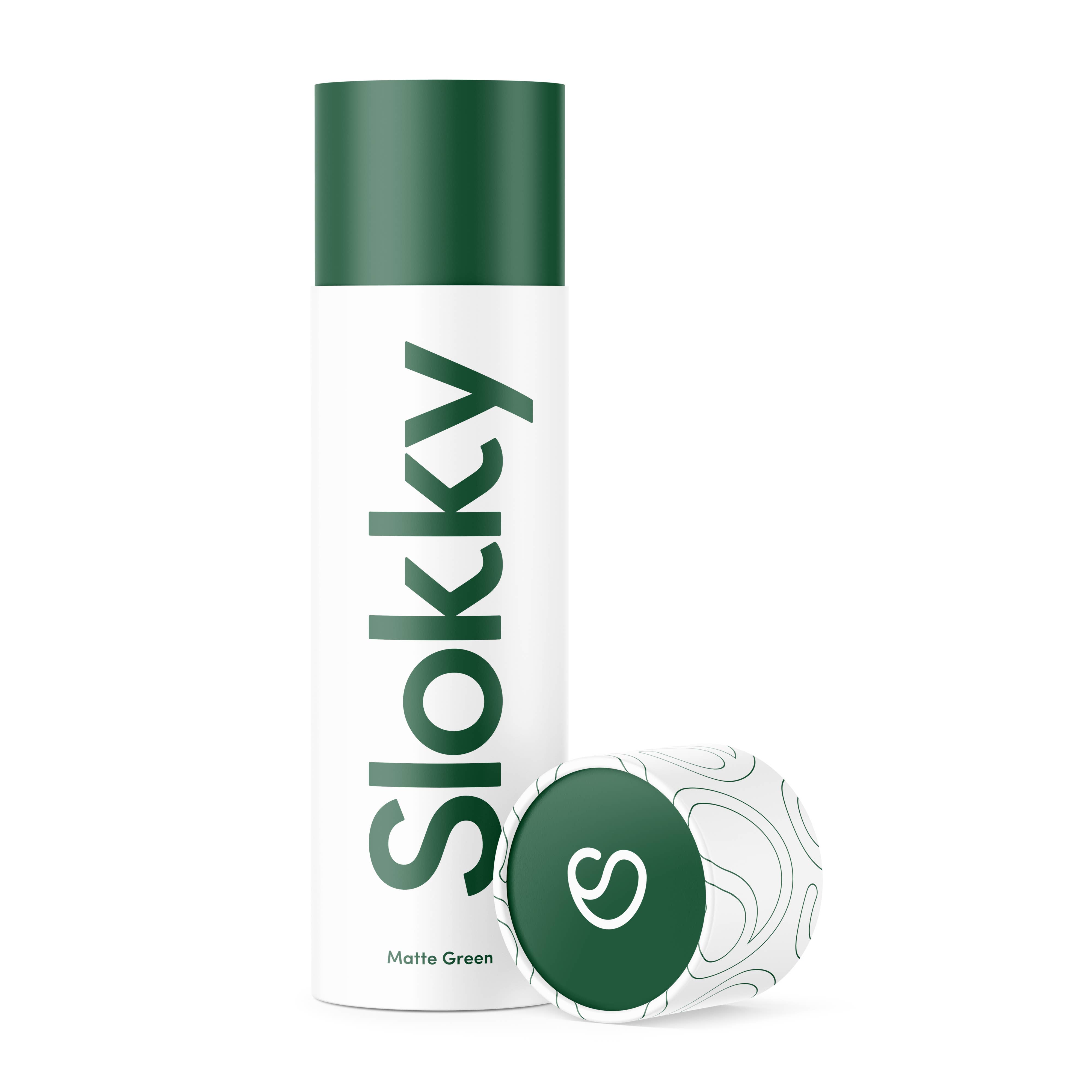 Slokky - Wholesale Water Bottle - Matte Green Thermos Bottle, Lid & Carabiner - 500ml1