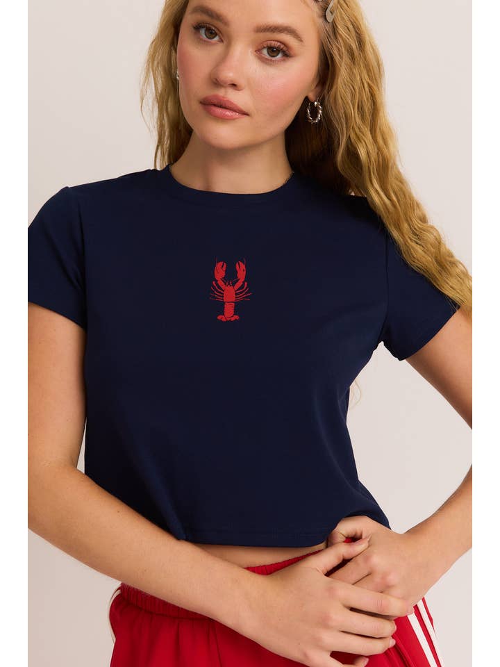 LE LIS - Wholesale T-Shirt (Graphic) - Women's - "LOBSTER"GRAPHIC SHORT SLEEVE ROUND NECK BABY TEE