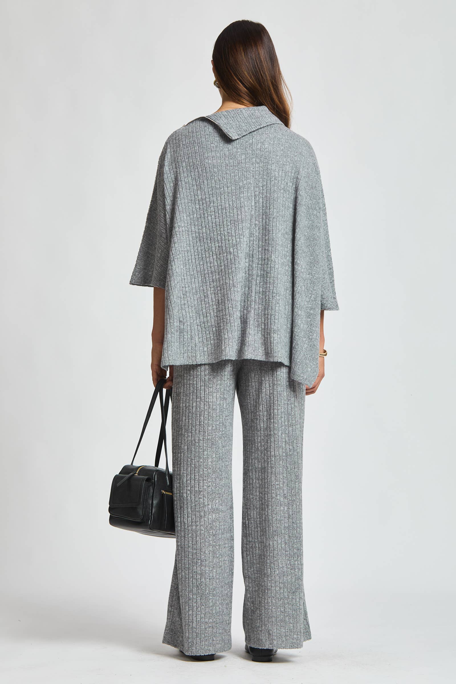 Dear Scarlett - Wholesale Lounge Set - Women's - Brushed Ribbed 2-Piece Poncho & Pant Set14