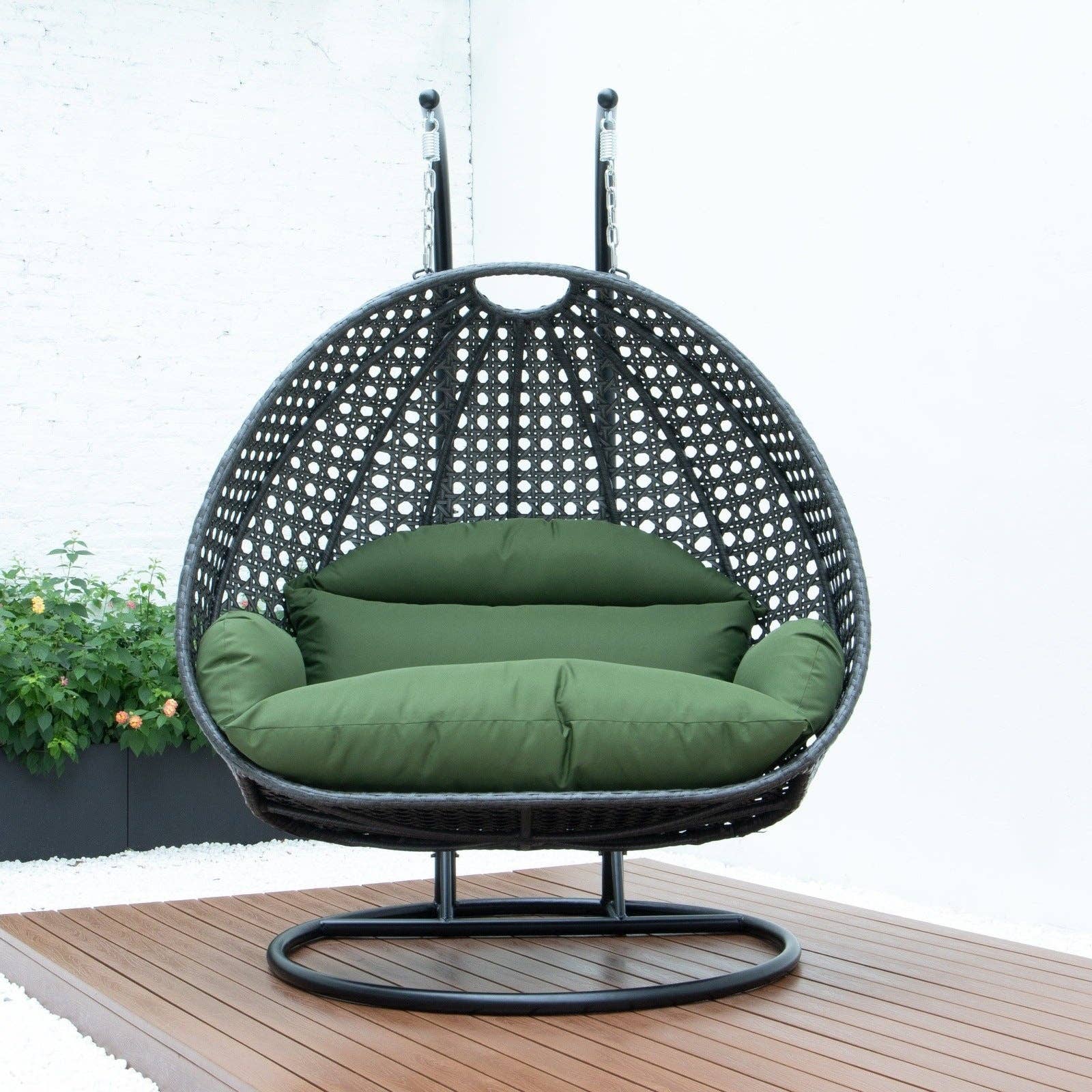 LeisureMod - Wholesale Egg Chair - Modern Charcoal Wicker Hanging Double Seater Egg Swing Chair53