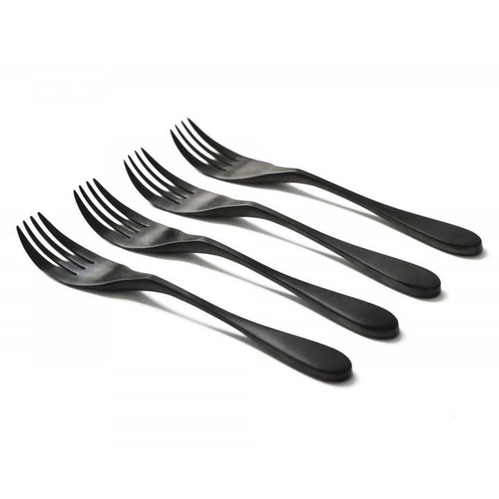 Jantar revestido Knork, conjunto de 4, preto fosco por atacado de Knork Flatware