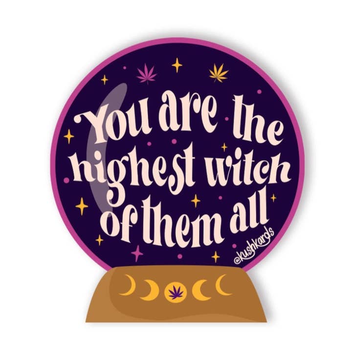 Autocollant Kush Crystal Ball, la plus haute sorcière de toutes pour la vente par KushKards