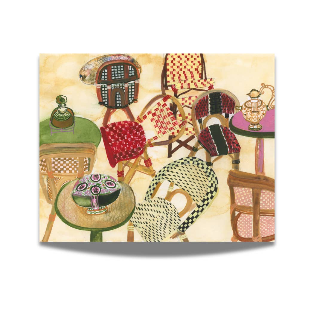 ApoorvaMittalDraws - Wholesale Art Print - Paris Art Print - Vibrant Bistro Chairs