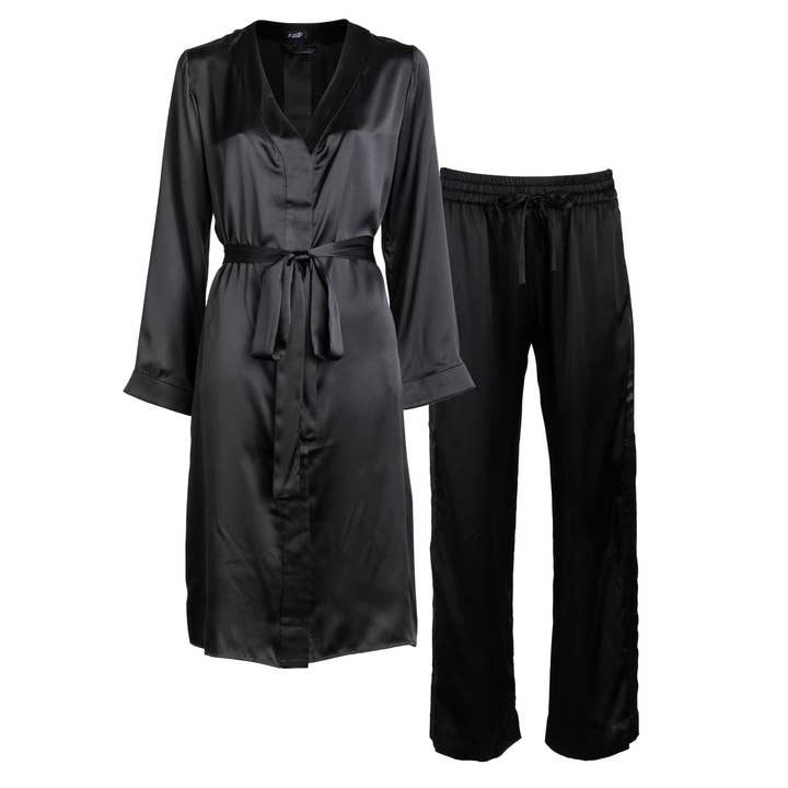 ensemble nuisette en soie Lola & pantalon de smoking en noir pour la vente par je mérite, i deserve