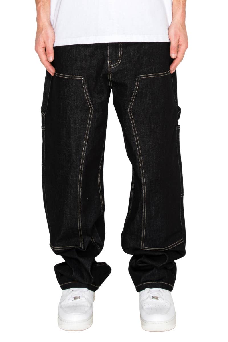 Black DL1570 Baggy Fit Raw Carpenter Denim Jeans (Open Pack) for wholesale on Faire2