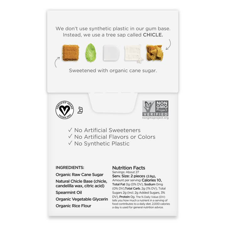 Simply Gum - Wholesale Chewing Gum - Spearmint Chewing Gum 55 Ct - Natural + Plastic-Free | 6 Pk2