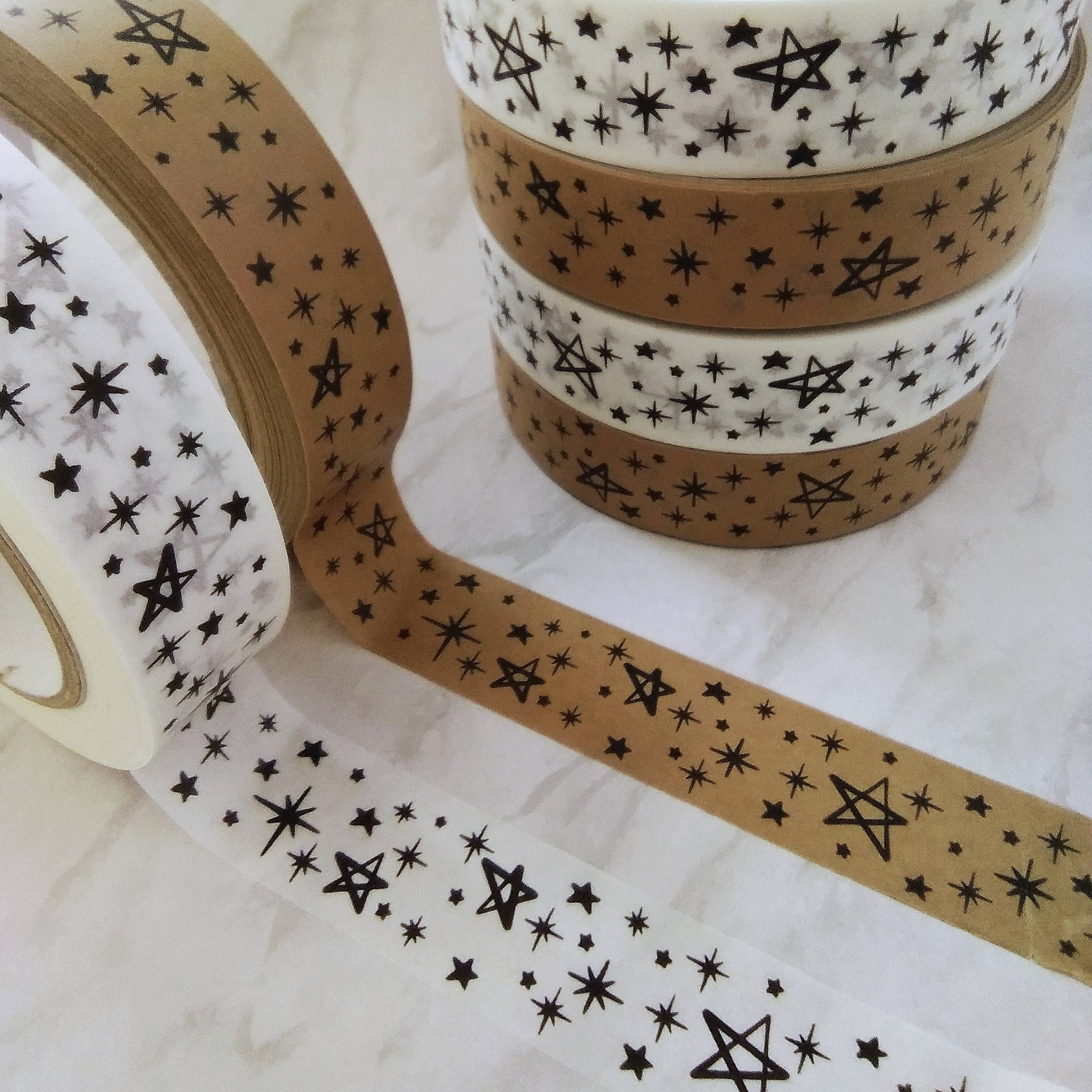 Cards and gift wrap – wholesale Tape – Stars on white paper tape2
