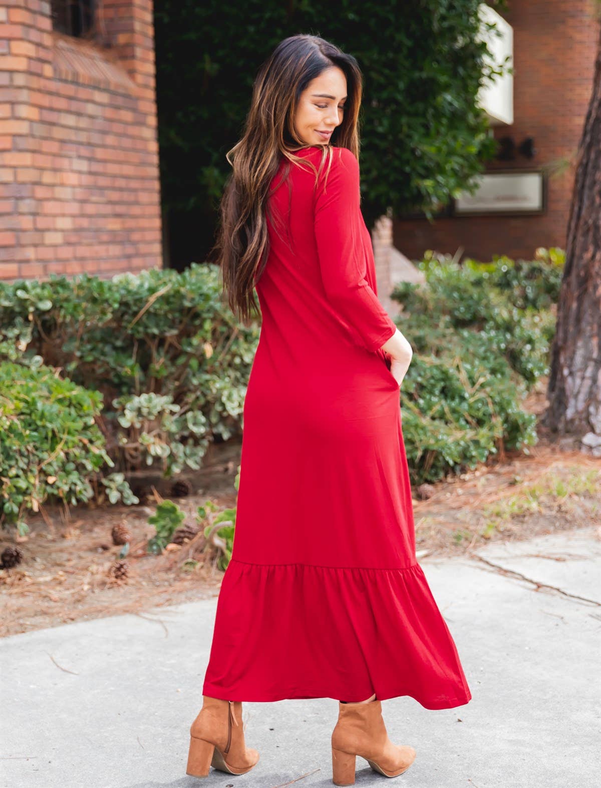 Tickled Teal - Wholesale Dress - Women's - 3/4 Sleeve Maxi Sander Dress13