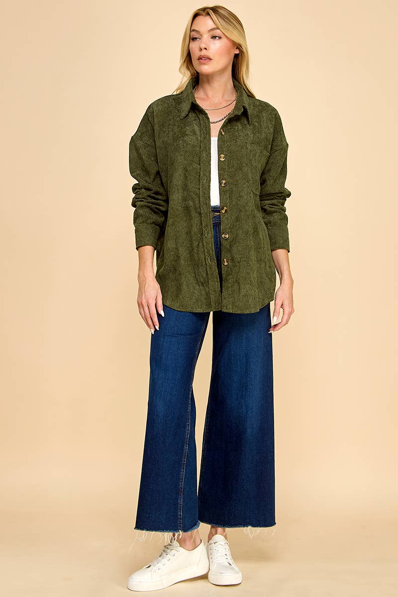 Cezele - Venta al por mayor Camisa con botones - Mujer - Camisa de pana abotonada de gran tamaño24