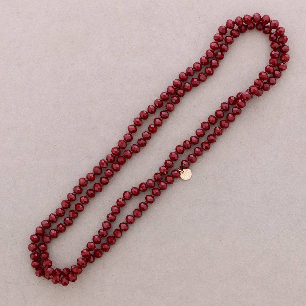 Sonata – wholesale Snap jewellery – Long Necklace with Knots and Faceted Crystal Beads 1.2M*8mm (A)7