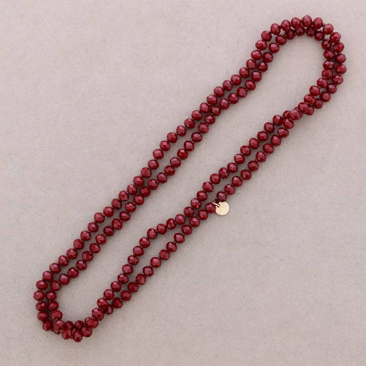 Sonata - Wholesale Snap Jewelry - Long Necklace with Knots and Faceted Crystal Beads 1.2M*8mm (A)7