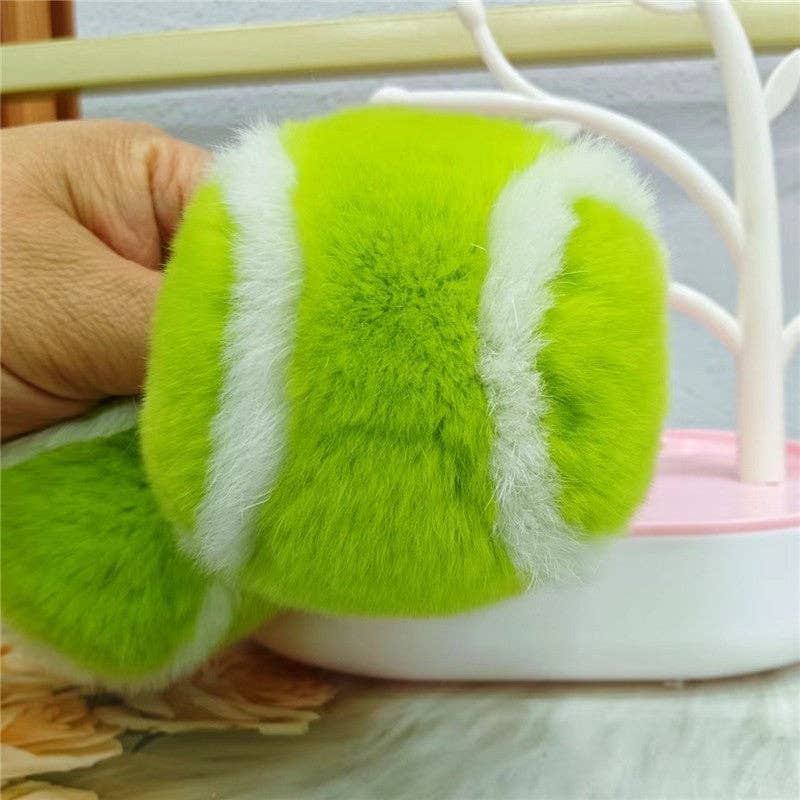 APPLE GREEN Imitation Otter Rabbit Hair Tennis Keychain Pendant for wholesale on Faire3