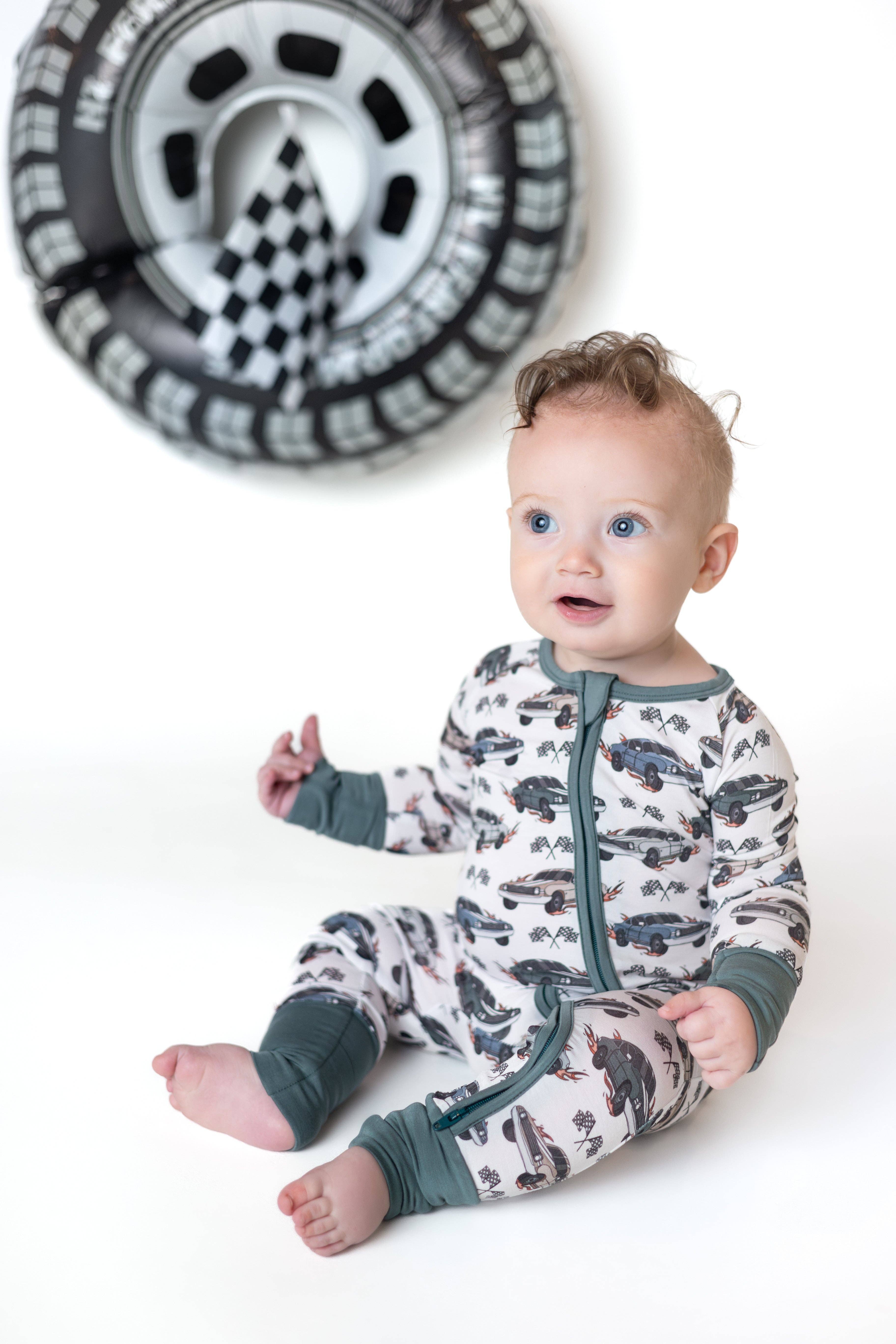 Boosh Baby - Wholesale Sleepsuit - Baby - Classic Cars Bamboo Pajama Romper🏎️ | Convertible Zippy PJ 1