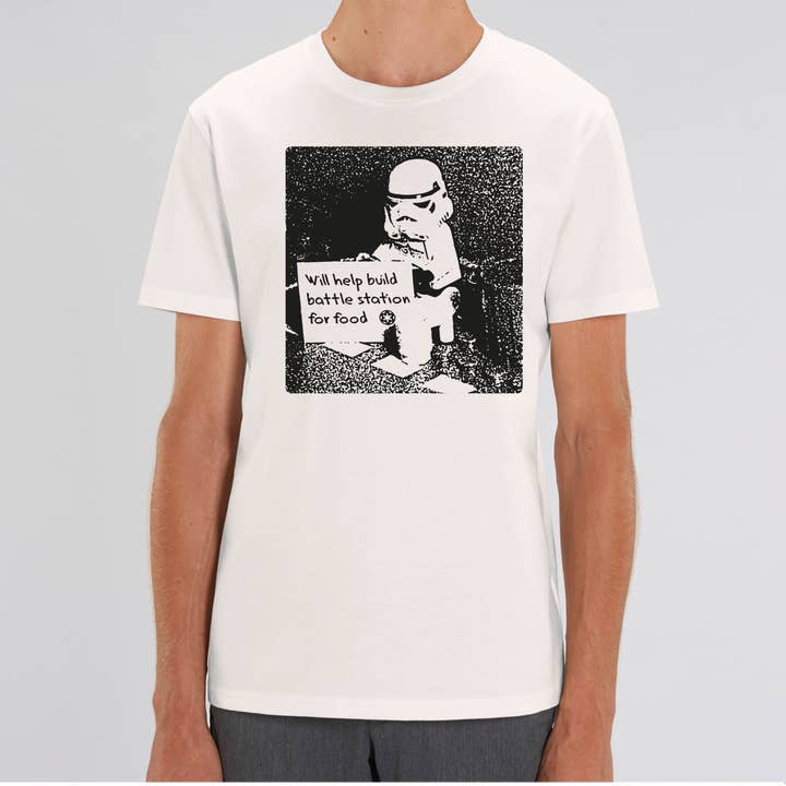 Camiseta unisex Will Help Build Battle Station for Food para venta al por mayor de Meeplings | Handmade in Berlin