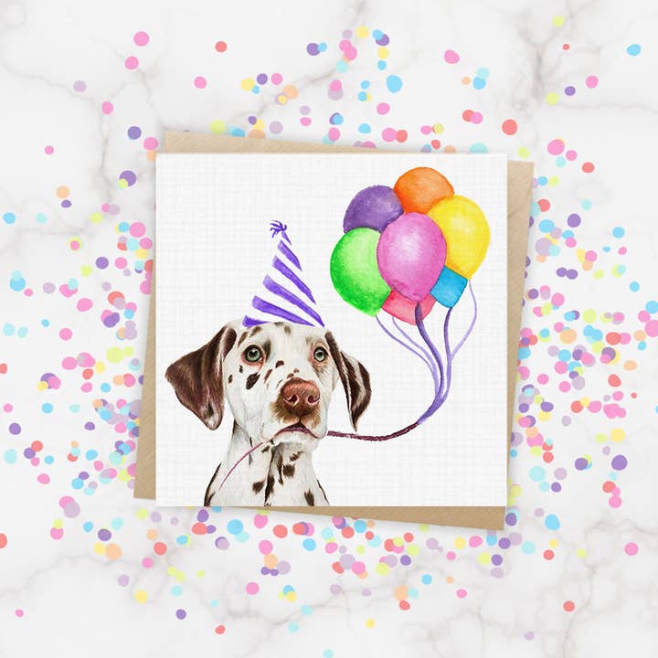 Cloud Jellybean Art - Vente Cartes d'anniversaire - Carte d'Anniversaire Dalmatien Repéré Foie1