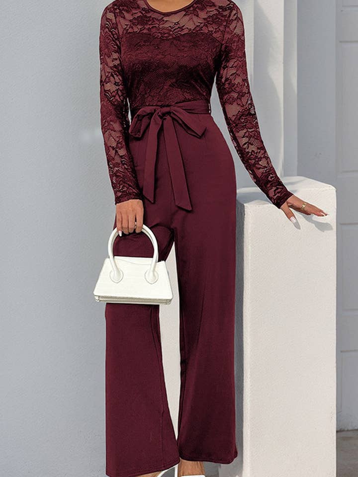 NINEXIS - Wholesale Jumpsuit - Women's - CWSJS00321_PATCHWORK WIDE LEG JUMPSUIT LONG SLEEVE2