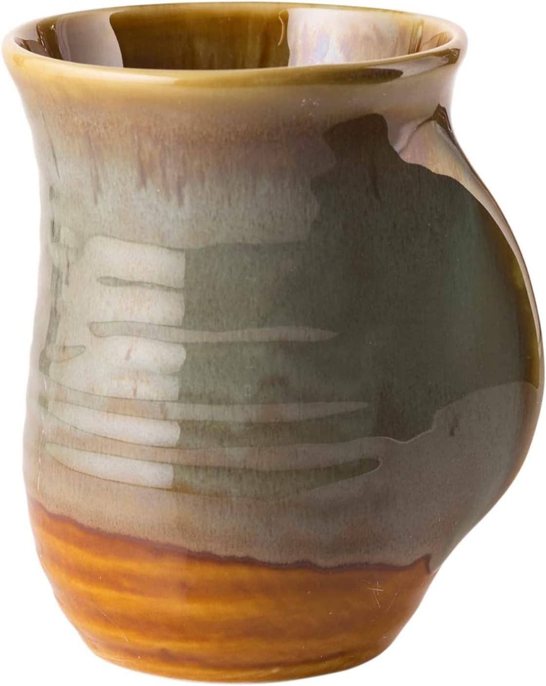 The Wine Savant /  Khen Glassware - Wholesale Coffee Mug - Hand Warmer Mug, Desert Green, Left Handed 1