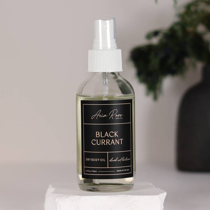 Black Currant Dry Body Oil - Dusk Collection for wholesale by Aria Rose Bath Co