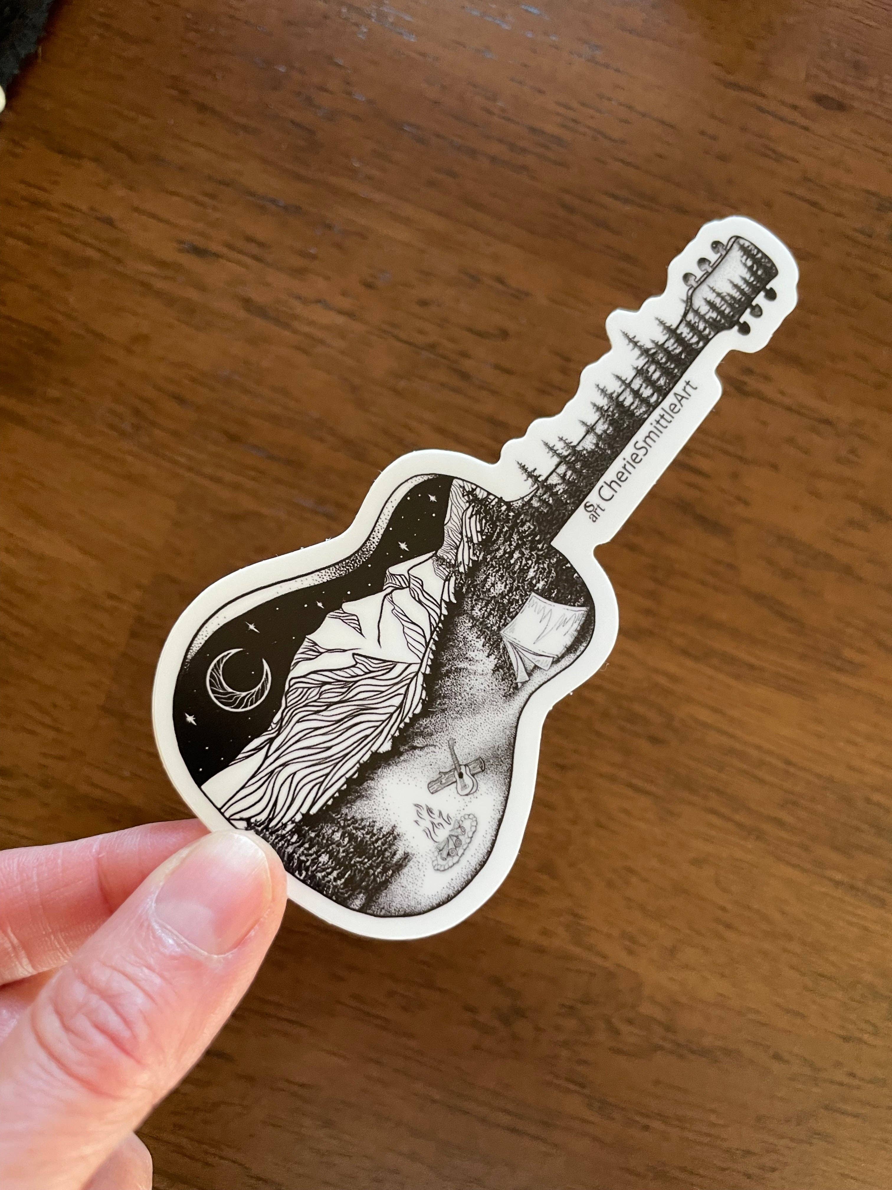 CherieSmittleArt - Wholesale Sticker - Camp Acoustic Guitar Sticker3