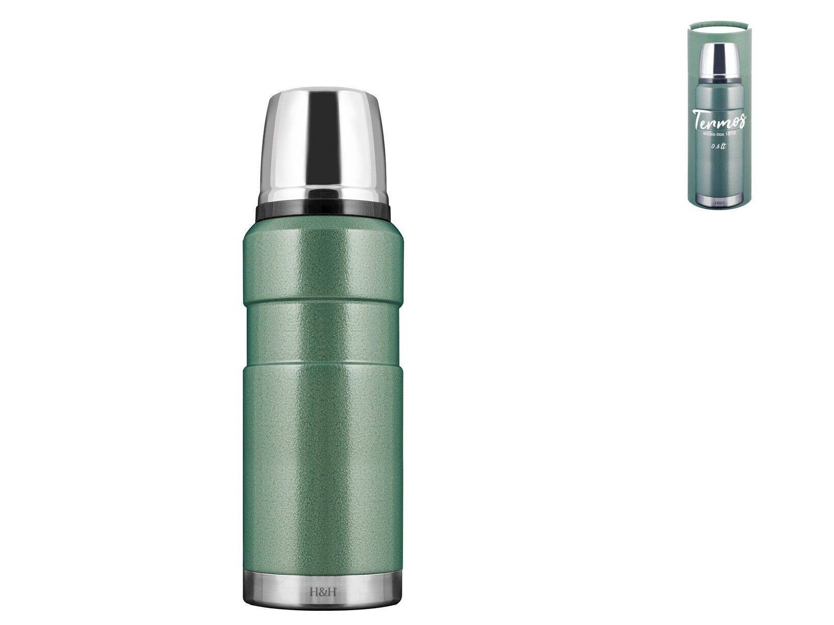 H&H - Wholesale Flask - 18/10 Stainless Steel Thermos Green 0.6 Lt0