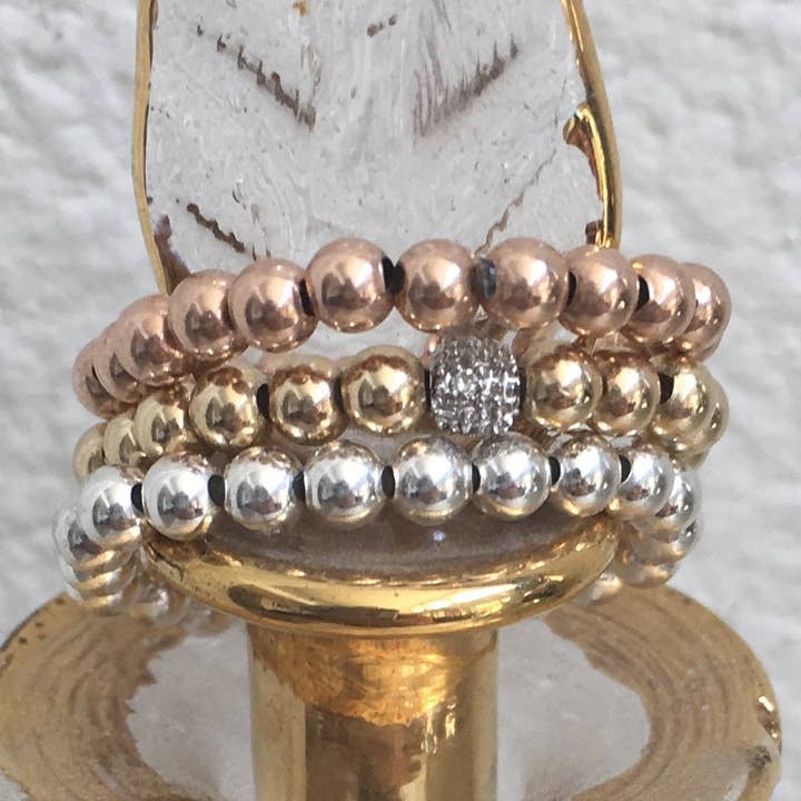 3mm stapelbar pärlstav ring med 3mm 14k Pave' Diamond Bead för wholesale av Kelly and Rose Boutique