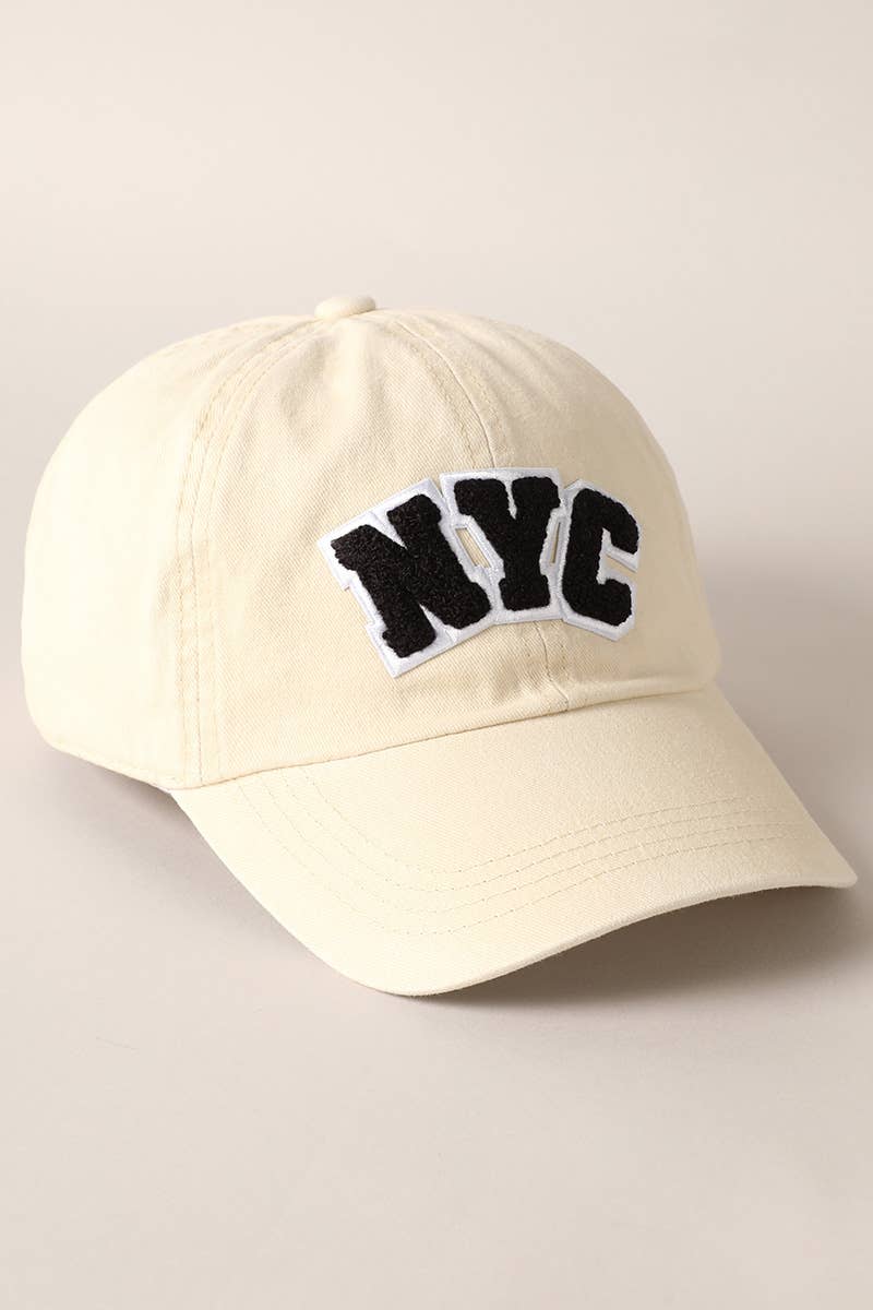 Fashion City - Wholesale Baseball Cap - Women's - NYC Text Chenille Patch Cotton Baseball Cap7