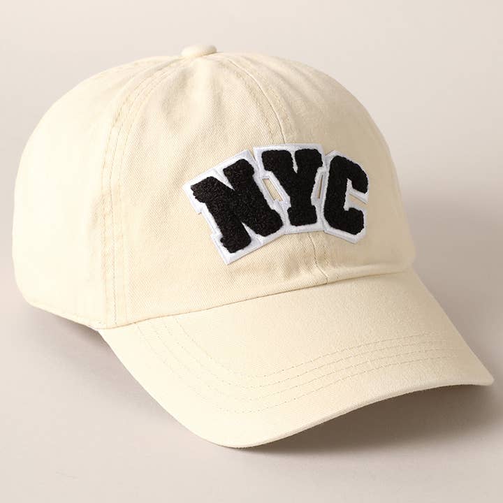 Fashion City - Wholesale Baseball Cap - Women's - NYC Text Chenille Patch Cotton Baseball Cap7