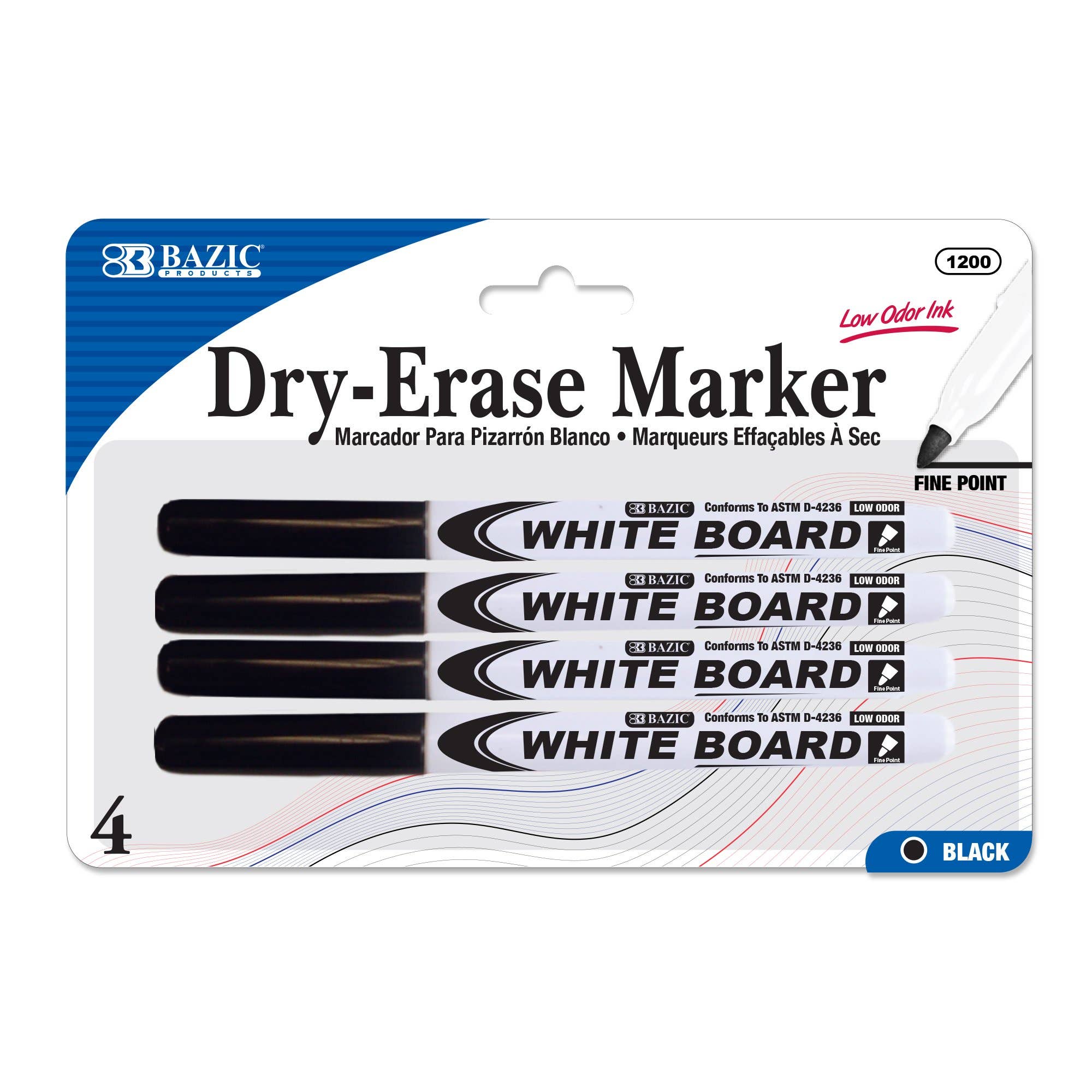 Luna Office Supply -  Everyday Essential – wholesale Marker – Black Fine Tip Dry-Erase Marker (4/Pack)0