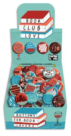 Gibbs Smith - Wholesale Lapel Pin/Button - Book Club Love Button Box -  filled counter display1