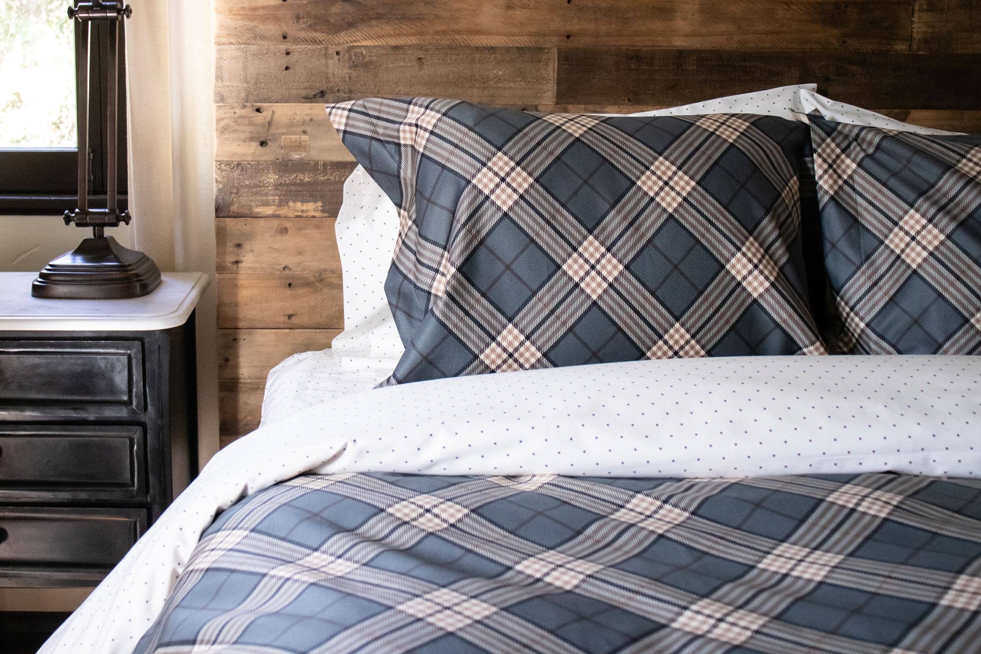 Charcoal Cream Tilted Plaid Comforter Set for wholesale on Faire4